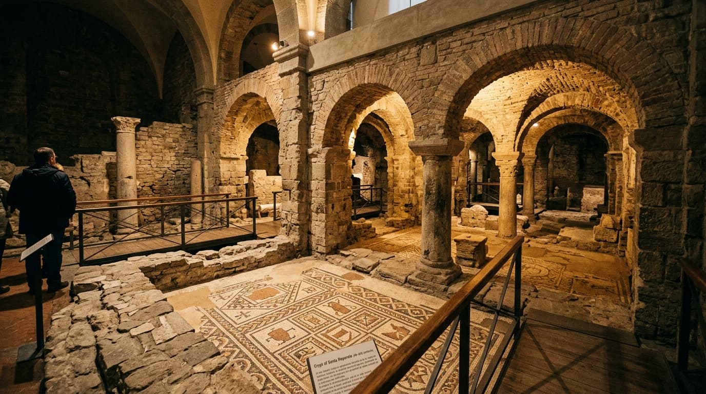 Ancient Crypt of Santa Reparata ruins beneath Florence Cathedral